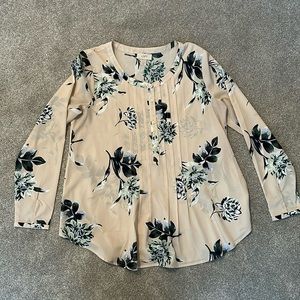 LOFT Cream & Floral Blouse. Size M